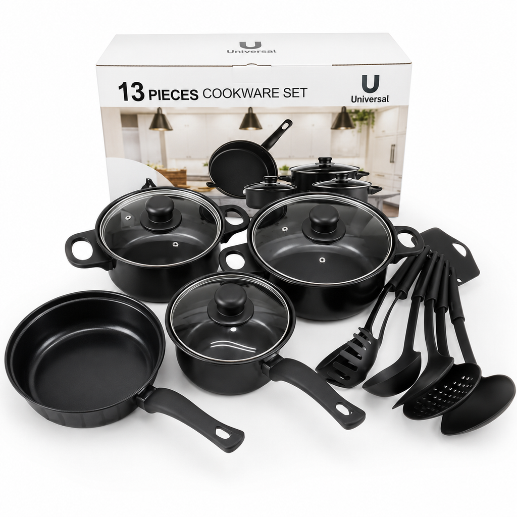 Juego De Ollas Universal 13 Piezas Antiadherente  🍲🍚